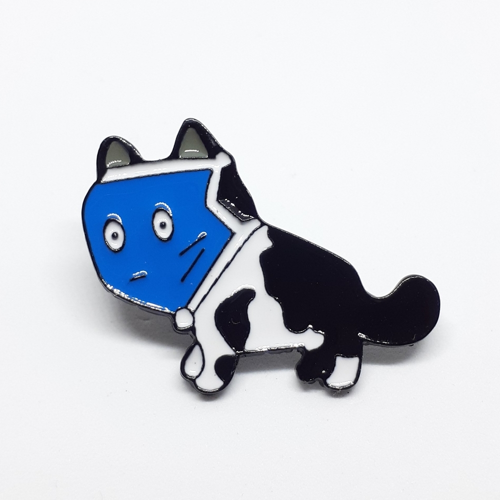 Cat with a mask enamel pin